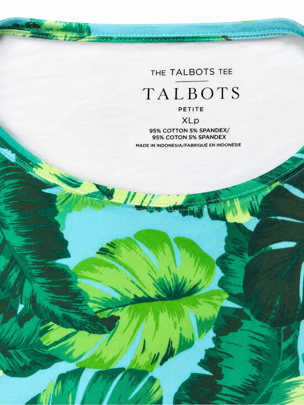 Talbots Tropical Palm Leaf Tee Top XL Petite Green Blue Resort Coastal - Picture 5 of 5